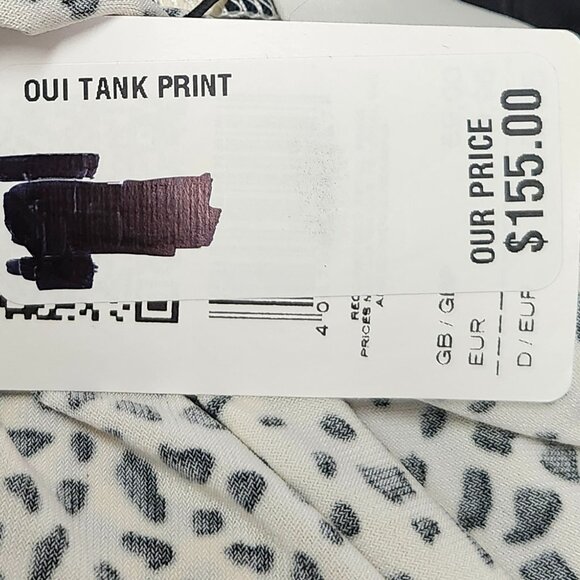 Oui Women's Off White/Black Lace Print Tank Top Size 8 - Picture 4 of 10